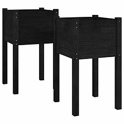 Maison Chic Jardinière,Bac à fleurs - pot de fleurs d'extérieur 2pcs Noir 40x40x70cm Bois de pin massif -GKD93178