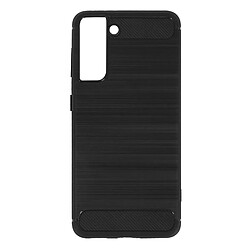 Avizar Coque Samsung Galaxy S21 Souple Coins Renforcés Carbone Effet Brossé Noir