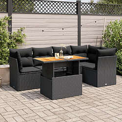 vidaXL Salon de jardin 6 pcs avec coussins noir résine tressée