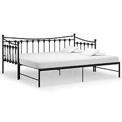 vidaXL Cadre de canapé-lit extensible sans matelas Noir Métal 90x200cm