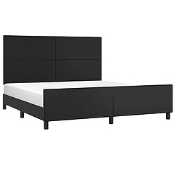 Avis Maison Chic Lit adulte - Cadre Structure de lit avec tête de lit Contemporain Noir 160x200 cm Similicuir -MN95660