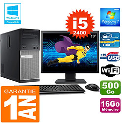 PC Tour DELL 7010 Core I5-2400 Ram 16Go Disque 500 Go Wifi W7 Ecran 19" - Occasion