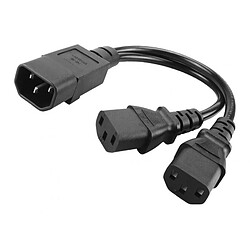 2 Pièces Noir Nouveau PVC IEC320-C14 à 2C13 Adaptateur De Cordon Mâle à Femelle Serveur pas cher