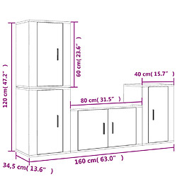 vidaXL Ensemble de meubles TV 4 pcs Blanc brillant Bois d'ingénierie pas cher