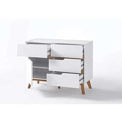 Pegane Commode en laqué blanc mat avec piètement en chêne - L97 x H76 x P40 cm