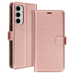 Mayaxess Étui pour Samsung Galaxy S24 FE Portefeuille avec Dragonne Rose Champagne