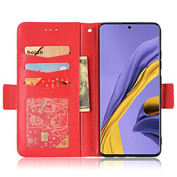 Etui en PU texture litchi, antichoc avec support rouge pour votre Samsung Galaxy A51 5G SM-A516