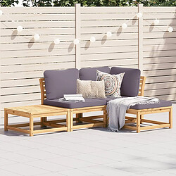 vidaXL Salon de jardin 4 pcs avec coussins Bois d'acacia solide