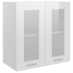 vidaXL Armoire en verre suspendue Blanc brillant Bois d'ingénierie