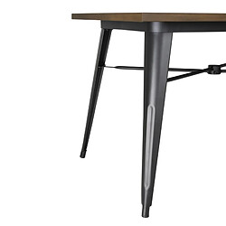 Avis Table Plateau Aluminium Effet Bois Noir 120 x 76 x 75 cm - BOLERO