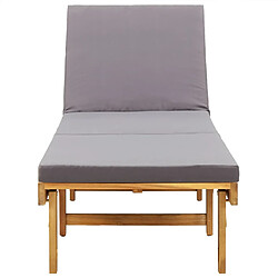 Avis vidaXL Chaise longue pliante avec coussin Bois d'acacia solide