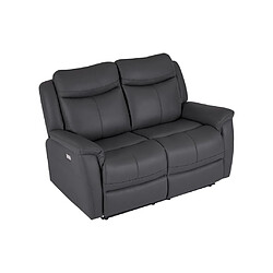 Vente-Unique Canapé 2 places relax électrique en cuir de vachette gris anthracite NOMAJO