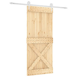 vidaXL Porte coulissante et kit de quincaillerie 90x210 cm pin massif