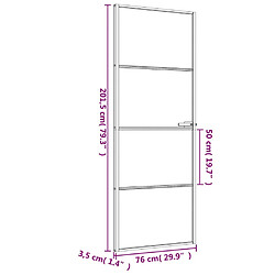 vidaXL Porte intérieure mince noir 76x201,5 cm verre trempé aluminium pas cher