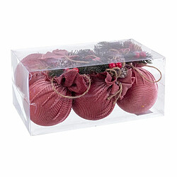 BigBuy Christmas Boules de Noël Multicouleur Rose Velours côtelé Foam 6 x 6 x 6 cm (6 Unités)