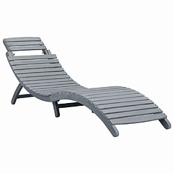 Maison Chic Chaise longue avec coussin | Bain de soleil Relax | Transat Gris Bois d'acacia solide -GKD64980