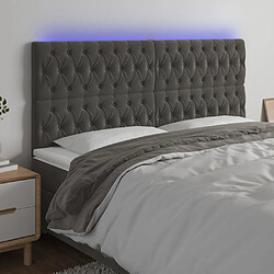 Maison Chic Tête de lit scandinave à LED,meuble de chambre Gris foncé 200x7x118/128 cm Velours -MN35779