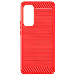 Avizar Coque pour Samsung Galaxy A55 Flexible Effet Carbone Rouge