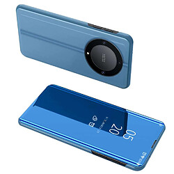 Htdmobiles Housse pour Honor Magic 6 Lite 5G - etui coque portefeuille clear view miroir + verre trempe - BLEU