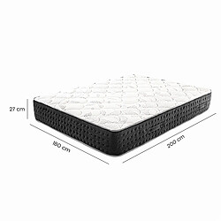 Visiodirect Matelas à ressorts ensachés MIERA , King Size, 180x200 cm, en mousse haute densité, Soutien très ferme