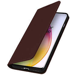 Avizar Étui OnePlus 8 Cuir Véritable Porte cartes Support Vidéo marron foncé