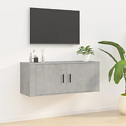 vidaXL Meuble TV mural Gris béton 100x34,5x40 cm