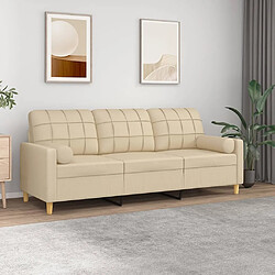 Maison Chic Canapé 3 places avec oreillers,Sofa de Salon,Canapé droit décoratifs crème 180 cm tissu -GKD504174