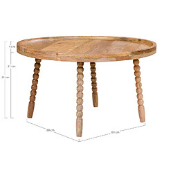 Avis Mes Table basse ronde 60x35 cm en bois de manguier naturel