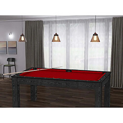 Acheter De Faugeres Billard convertible table 6 personnes Texas noir boisé et rouge (tapis)