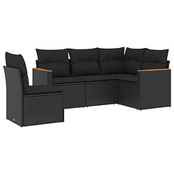 Maison Chic Ensemble de 5 Tables et chaises d'extérieur avec coussins,Salon de jardin noir résine tressée -GKD514593