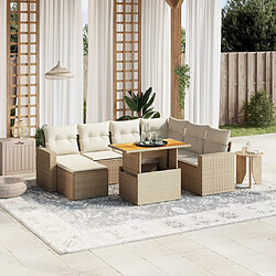 vidaXL Salon de jardin avec coussins 8 pcs beige résine tressée