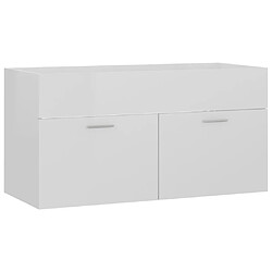 Acheter Maison Chic Ensemble de meubles de salle de bain,Armoire rangement Bain Blanc brillant Aggloméré -MN50516