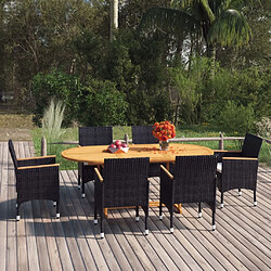 Maison Chic Ensemble de salle à manger de jardin 7 pcs,Table et chaises d'extérieur Résine tressée Noir -GKD686569