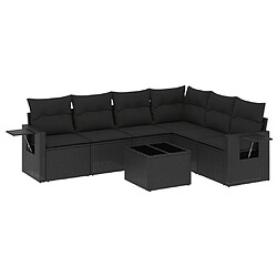 Maison Chic Salon de jardin 7 pcs avec coussins | Ensemble de Table et chaises | Mobilier d'Extérieur noir résine tressée -GKD31776