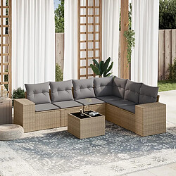 Maison Chic Salon de jardin avec coussins 7 pcs, Ensemble Tables et chaises de jardin, beige résine tressée -GKD142593