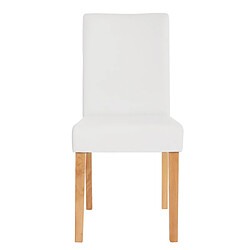 Mendler Lot de 2 chaises de séjour Littau ~ simili-cuir, blanc mat, pieds clairs