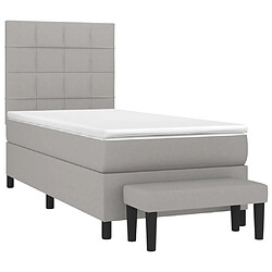 Avis Maison Chic Lit Adulte - Lit simple Lit à sommier tapissier et matelas moelleux - Meuble de Chambre - Gris clair 90x190 cm Tissu -MN60052