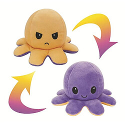 Universal Pieuvre colorée, peluche, expression double face (jaune et violet)