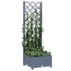 Avis Maison Chic Jardinière,Bac à fleurs avec treillis - pot de fleur Gris foncé 40x40x121,5 cm PP -GKD27776