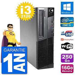 PC Lenovo M92p SFF Intel i3-2120 RAM 16Go Disque Dur 250Go Windows 10 Wifi - Occasion