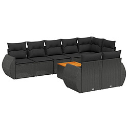 Maison Chic Salon de jardin 9 pcs avec coussins | Ensemble de Table et chaises | Mobilier d'Extérieur noir résine tressée -GKD90330