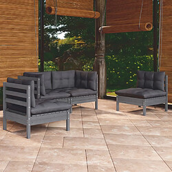 vidaXL Salon de jardin 4 pcs avec coussins bois de pin massif