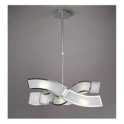 Luminaire Center Suspension Duna E27 3 Arm 6 Ampoules E27, chrome poli/arylique blanc