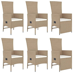 Acheter Ensemble salle à manger de jardin 7 pcs,Table et chaise à dîner d'extérieur beige poly rotin -MN76994