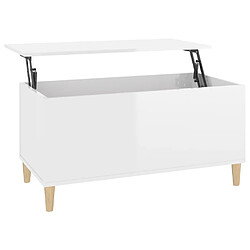 Maison Chic Tabls basse,Table Console pour salon Blanc brillant 90x44,5x45 cm Bois d'ingénierie -MN87537