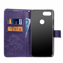 Acheter Wewoo Housse Coque Étui en cuir à motif de fleurs repiquées Lucky Clover pour Xiaomi Mi 8 Lite, avec support et logements pour cartes, portefeuille dragonne (violet)