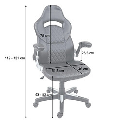 Mendler Chaise de bureau HWC-F87 chaise pivotante, fauteuil directorial, similicuir ~ blanc