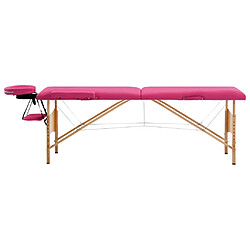 vidaXL Table de massage pliable 2 zones Bois Rose