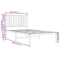 vidaXL Cadre de lit métal sans matelas avec tête de lit blanc 90x190cm pas cher