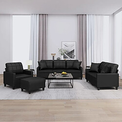 Maison Chic Ensemble de canapés 4 pcs avec coussins, Canapé droit Sofa pour Salon noir similicuir -GKD573763